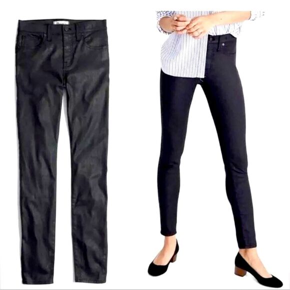 Madewell Skinny Skinny Wax Coated Black Pants Jeans Size 28 Womens - Picture 2 of 7